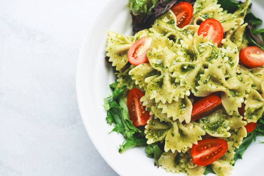 Pasta with green herbs